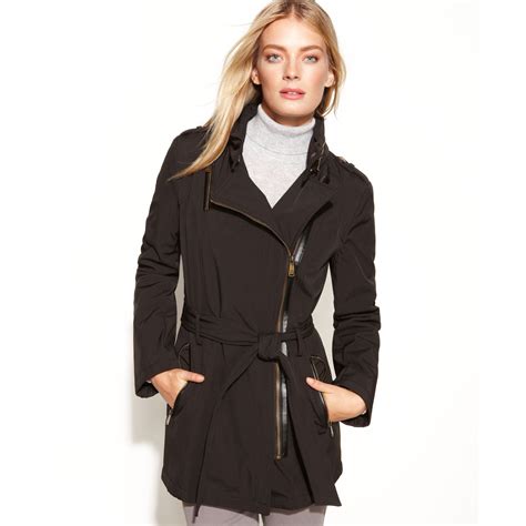 michael michael kors petite asymmetrical belted coat color black|MICHAEL Michael Kors Women's Asymmetrical Belted Coat, .